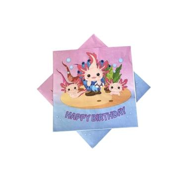 Imagem de 40 guardanapos de festa de aniversário de axolote rosa, lembrancinhas de decoração de festa Axolotl descartáveis para chá de bebê, tema de aniversário, 16,5 cm