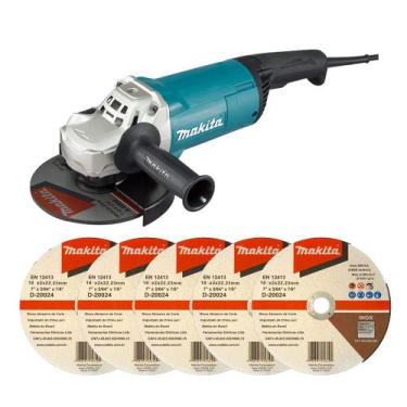 Imagem de Esmerilhadeira Angular 180mm 7" 2200W 220V Makita C/ 5 disc., 220V