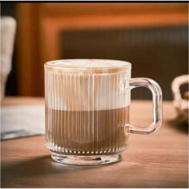 Imagem de Xícara Caneca Canelada De Vidro 370ml Chá Café Cappuccino - Inga Impor