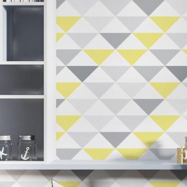 Imagem de Papel De Parede Adesivo Triângulo Amarelo Quarto Teen 2.5m - DELIQUADR