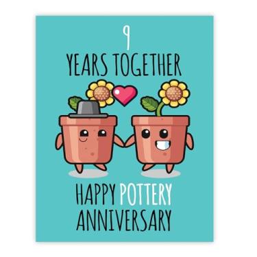 Imagem de Stuff4 Pôster de 9º aniversário sem moldura - 9 anos juntos - Feliz aniversário de casamento presentes fofos para esposa companheira namorado parceiro marido namorada, aniversários de 20 x 25 cm