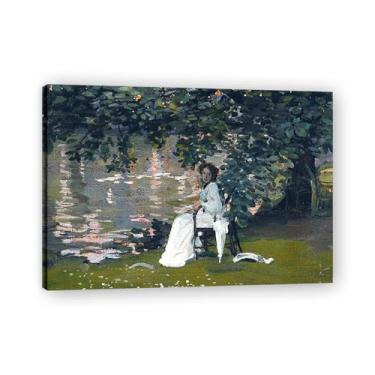 Imagem de Arte em tela Under The Trees At Ranelagh John Lavery Iconic Realist Portrait & War Scene – Decoração de parede irlandesa atemporal para casa emoldurada 30 x 42 cm