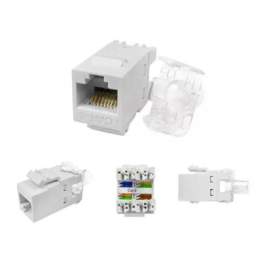 Imagem de Conector Keystone RJ45 Cat5e Preto Qm99040.01 Qtmov 2 Unidades Branco,