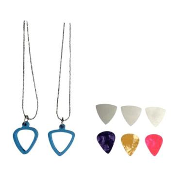 Imagem de Milageto Colar de Colar de Picadas de Guitarra Picaretas de Armazenamento Pingente de Guitarr, azul