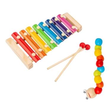 Imagem de TTETTZ Xilofone de metal de 8 notas Xilofone de madeira Brinquedo com brinquedo de torção Instrumento musical para bebês