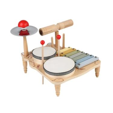 Imagem de Colaxi Conjunto de tambor xilofone, percussão de madeira, brinquedos educativos sensoriais, conjunto de instrumentos musicais montessori para crianças,