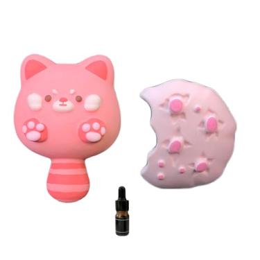 Imagem de Aromatizador de carro guaxinim fofo - Pedra de aromaterapia LXQTAO para ventilação automática, design elegante e compacto (biscoitos rosa + guaxinins rosa, fragrância enviada aleatoriamente)