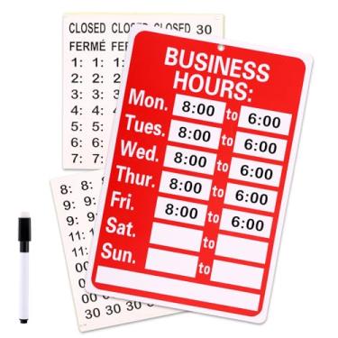 Imagem de Placa de Horário Comercial, Placas de Horário Funcionamento Variáveis Kit com Adesivo e Caneta Funcionamento e Fechamento Tempo Loja Pendurar para Porta Vidro Janela