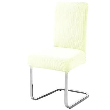 Imagem de Capa elástica para cadeira, 6 peças, à prova d'água, para escritório, jacquard, elastano, elástica, para assentos, cozinha, sala de jantar (6 peças/bege)