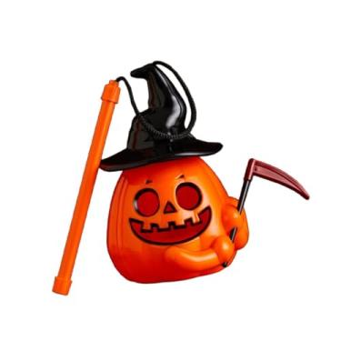 Imagem de IEUDNS Lanterna de abóbora de Halloween, luz amarela piscante para áreas internas e externas, abóbora iluminada, lâmpada portátil para de jardim, com Foice