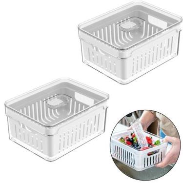Imagem de Organizador de Geladeira OU Salada Frutas Verduras Cesto Escorredor Cl