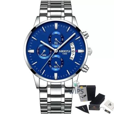 Imagem de Relógio Masculino Nibosi 2309 Analógico Prata/Azul