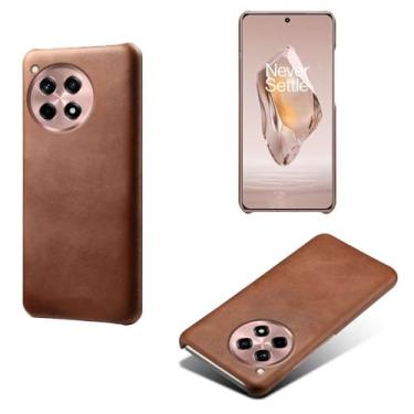 Imagem de Capa para Oneplus 12R 5G,Proteção contra quedas,Casca de volta de cor sólida simples,Design de couro de imitação de plástico-Brown
