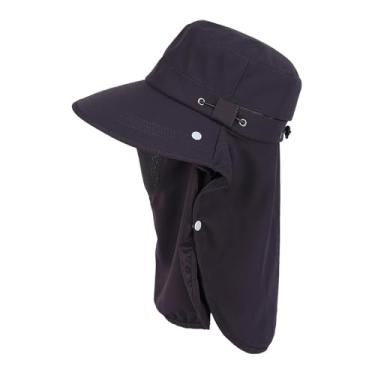 Imagem de Baoblaze Chapéu de sol com aba para pescoço e viseira Boonie, leve, proteção solar, para homens e mulheres, chapéu de pesca para viagens, mochilão caminhadas, Cinza Escuro