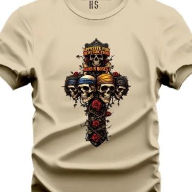 Imagem de Camiseta Personalizada Plus P ao G3 Guns N' Roses Cruz e Caveira - Hs,