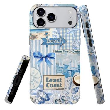 Imagem de Capa compatível com L16QX Pro Max, capa rígida híbrida de 2 camadas, macia à prova de choque para meninas e mulheres, colagem de estrelas do mar concha de praia