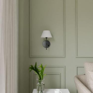 Imagem de Arandela De Parede Colonial Em Aluminio Com Interruptor Cupula Tecido Algodao Soquete E27 Bivolt (Chumbo Cup Branco)