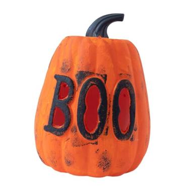 Imagem de Fenteer Luz de abóbora de Halloween Jack O Lantern, decoração assustadora de Halloween, lâmpada de abóbora para áreas internas, externas, quintal,