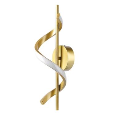 Imagem de Luminária de Teto LED Moderna Duas Peças – Lustre de Teto Espiral e Circular Ajustável, Plafon para Sala, Quarto, Cozinha e Corredor – 3 Cores de Luz 127V/220V(Parede - Ouro (110-220V),1 PCS)