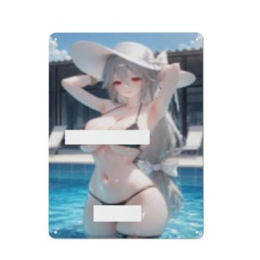 Imagem de Anime Sexy Bikini Hot Girl Pinup Girl Metal Tin Sign Wall Art Poster Decor for Home Bar Club Bedroom Bathroom Man Cave Otaku 30,5 x 40,6 cm, AI079