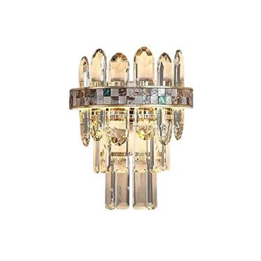 Imagem de ZzleoyuUUs-12 Candeeiro de parede de cristal para sala de estar de luxo quarto lâmpada decorativa de cabeceira entrada corredor escada iluminação lâmpada de parede para corredor, corredor