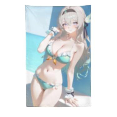 Imagem de LIEGBMEU Sexy Bikini Hot Anime Girl Tapeçaria 152.4 cm x 228.6 cm Interior Exterior Wall Quilt Art Decoração de Tapeçaria Caprichosa, AF077