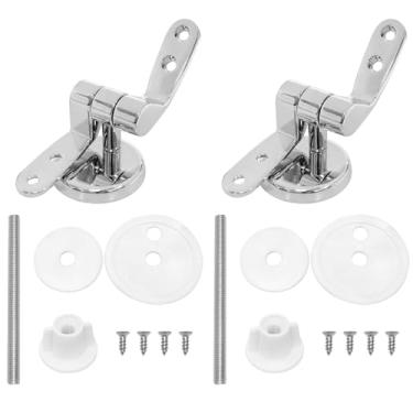 Imagem de FINBe Peças de reposição para dobradiça de assento de vaso sanitário, dobradiças, liga de alumínio, assento de vaso sanitário ajustável, parafusos de dobradiça de liga de zinco, porcas arruelas