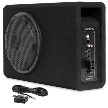 Imagem de NVX Gabinete para subwoofer QB10SPA 25.4 cm 1200W (350W RMS) com entrada rasa – amplificador embutido, grade de metal, botão de baixo remoto, fácil de instalar em carros e caminhões