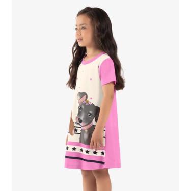 Imagem de Vestido Infantil Manga Curta Rovi Kids Rosa - Rovitex Kids, Rosa, 2