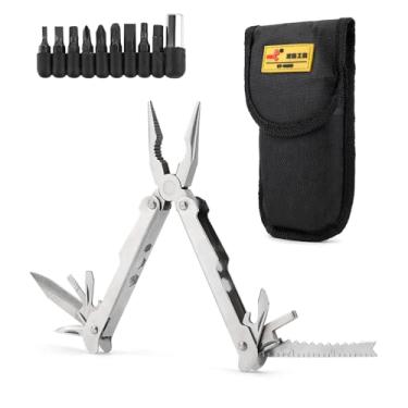 Imagem de Alicate de ponta de agulha multiferramentas 21 em 1, canivete de bolso, chave de fenda, abridor de garrafas e latas com bolsa de armazenamento - aplique para sobrevivência, acampamento, caça e