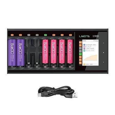 Imagem de LIMETA Carregador de bateria inteligente AA AAA 8-Slot carregador de bateria USB tipo C QC3.0 carregador rápido ecrã LCD carregador recarregável baterias Li-LON LiHv NI-CD NI-CD