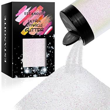 Imagem de Pó iridescente ultrafino de glitter 210 g/210 g resina arco-íris glitter flocos de PET artesanato lantejoulas lascas de epóxi flocos para fazer geleca (branco pérola)