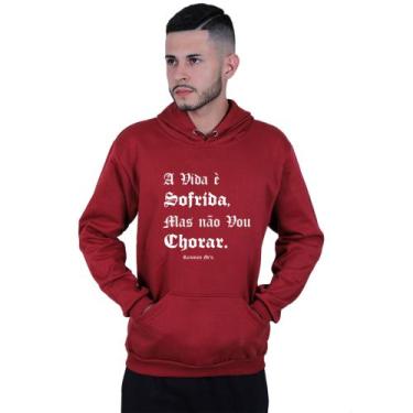 Imagem de Moletom Unissex Canguru Racionais Mcs A vida - Lafre, Vermelho escuro,