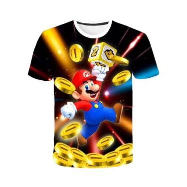 Imagem de Camiseta Infantil De Manga Curta Com Desenho Animado Super Mario Drago