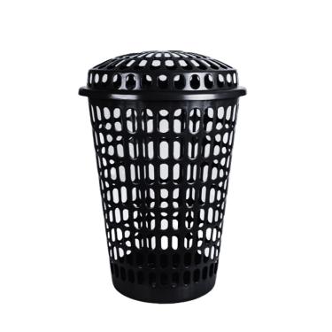 Imagem de Cesto de Roupa Mb Redondo Telado com Tampa Preto 60L