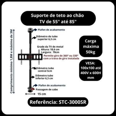 Imagem de Suporte teto ao chão para TVs, monitores 55" a 85" - Avatron Suportes