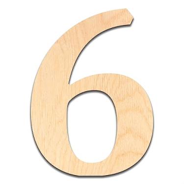 Imagem de Letras de madeira inacabadas com espessura de 0,6 cm. Cortado de madeira compensada de bétula, pronto para pintura ou coloração. Excelente para decoração de casa, placas de escritório e decorações de festa., 6, 4", 1