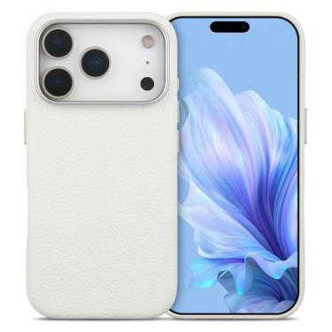 Imagem de QUARK Capa de couro genuíno para iPhone 17 Pro adequada para MagSafe, capa de couro bovino de grão lichia premium, 2025 nova capa protetora à prova de choque e fina com forro de microfibra macia, (6,3