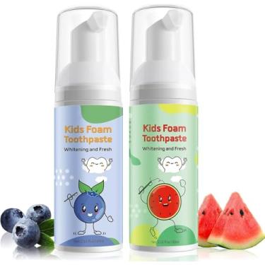 Imagem de Pasta de dente de espuma infantil, pasta de dente infantil com baixo flúor e fórmula natural para reduzir a placa, pasta de dente infantil para escova de dentes em forma de U para crianças a partir de