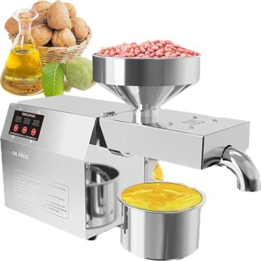 Imagem de Máquina Automática De Prensa De Óleo 800w-1500w, Prensa A Frio, Ajuste De Temperatura & Controlador De Tela Sensível Ao Toque, 3-6kg/h, Aço Inoxidável, Para Amendoins Girassol Linho Abacate