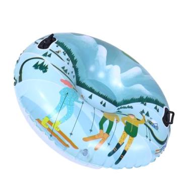 Imagem de Luqeeg Tubo de neve de 41,3 polegadas, trenó de neve inflável engrossado à prova de frio, anel de esqui brinquedo de inverno com alças macias e base de segurança, tubo de vedação avançada para trenó