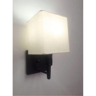 Imagem de Arandela Quadrada Md-2019 Preto C- Inter Liga E Desl Cúpula Em Tecido Algodão Crú - Bivolt