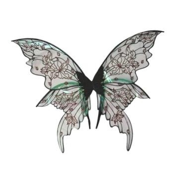 Imagem de Dynwave Asa de fada para adultos, se com glitter para festas temáticas de festivais, Preto