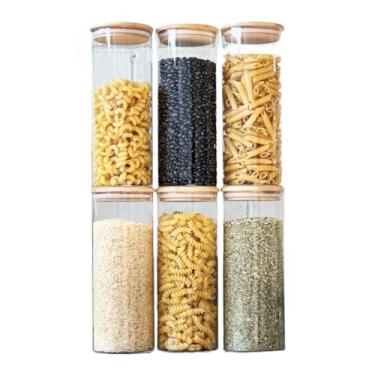 Imagem de Kit Pote Hermético de Vidro 1500ml com Tampa Bambu(6)