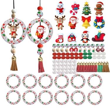 Imagem de Kit de contas de silicone de 65 mm com furos para chaveiro DIY com contas focais de silicone, porta-chaves, chaves de carro, kits de fabricação de joias, pingentes pendurados (Natal-ORing)