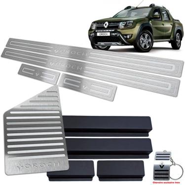 Imagem de Soleira + Descanso Duster Oroch 2016/2021 Prata Baixo Relevo