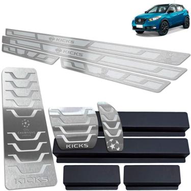 Imagem de Descanso + Pedaleira + Soleiras Nissan Kicks Uefa Ed Prata