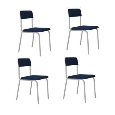 Imagem de Conjunto 4 Cadeiras de Jantar Fit Tecido Sintétio Est.Branca - Metalig