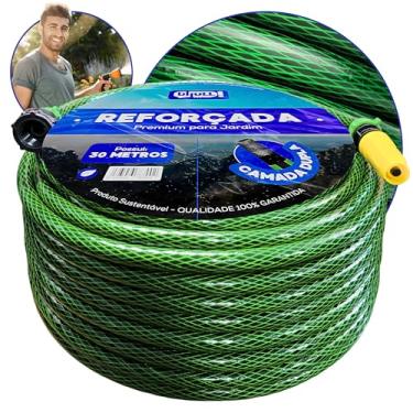 Imagem de Mangueira de Jardim Esguicho Verde Trançada Reforçada Antitorção 7/16" Original 10m a 50m (30 Metros)