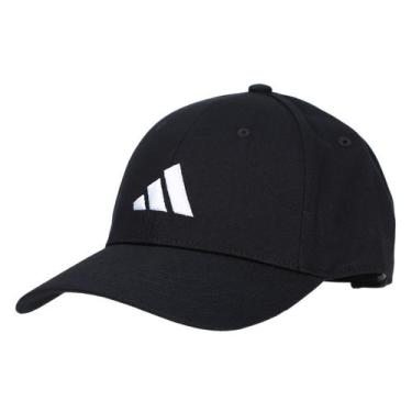 Imagem de Boné Adidas Aba Curva Strapback Essentials Logo, Preto, Branco, P/M